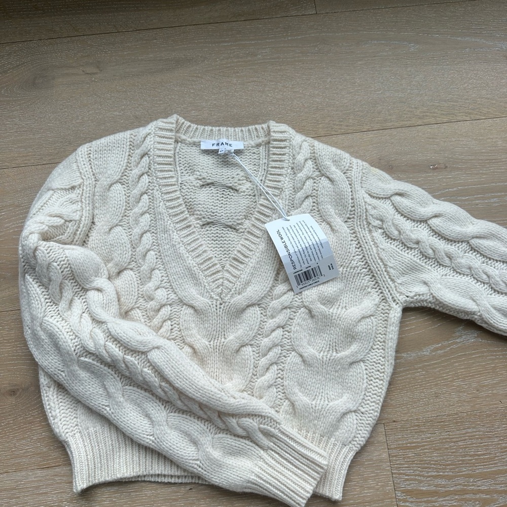 Frame Women's Cream Cable Knit Sweater